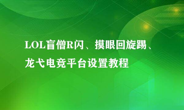 LOL盲僧R闪、摸眼回旋踢、龙弋电竞平台设置教程