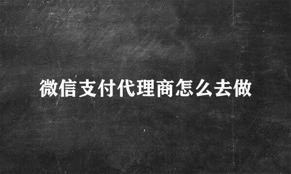 微信支付代理商怎么去做