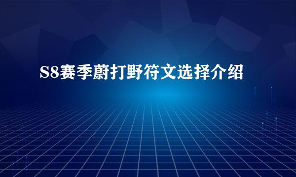 S8赛季蔚打野符文选择介绍