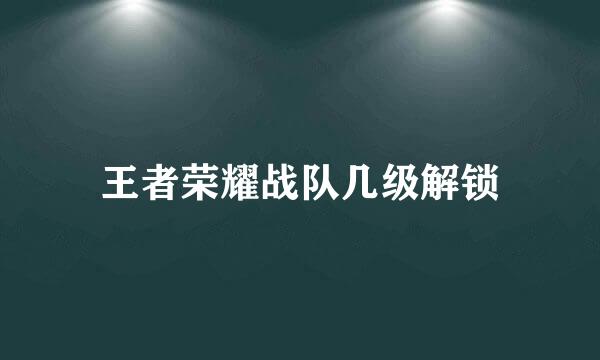 王者荣耀战队几级解锁