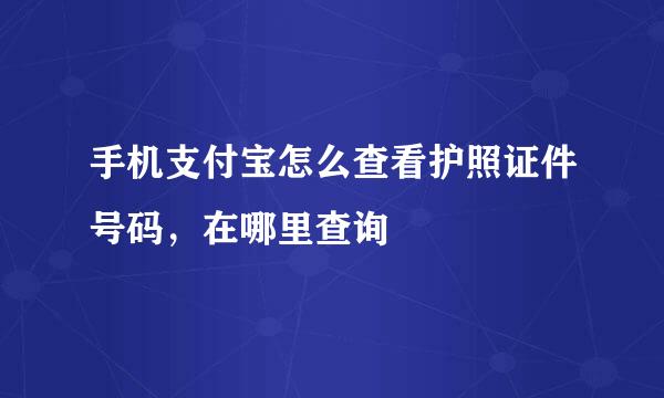 手机支付宝怎么查看护照证件号码，在哪里查询
