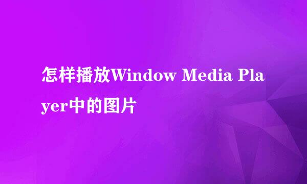 怎样播放Window Media Player中的图片