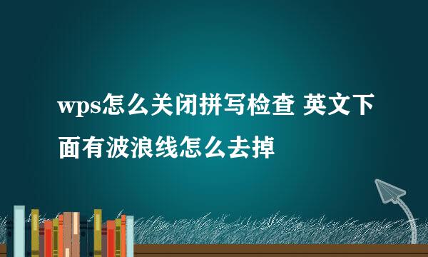wps怎么关闭拼写检查 英文下面有波浪线怎么去掉