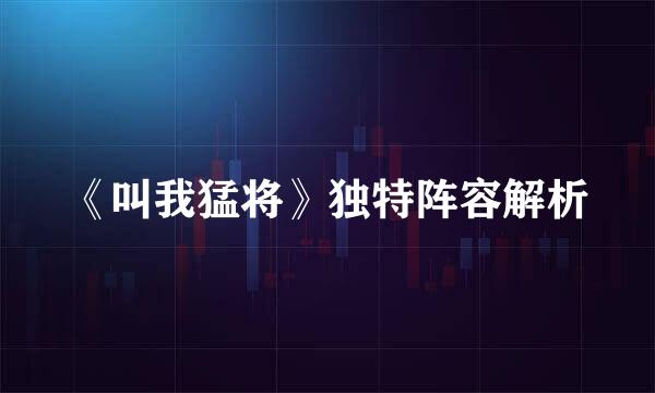 《叫我猛将》独特阵容解析