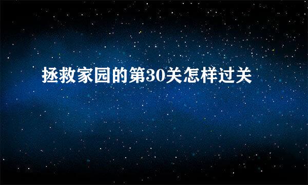 拯救家园的第30关怎样过关