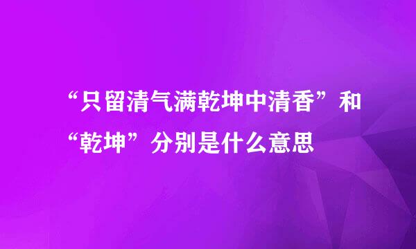 “只留清气满乾坤中清香”和“乾坤”分别是什么意思