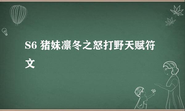S6 猪妹凛冬之怒打野天赋符文