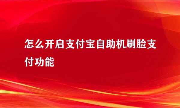 怎么开启支付宝自助机刷脸支付功能