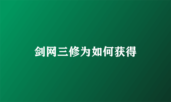 剑网三修为如何获得