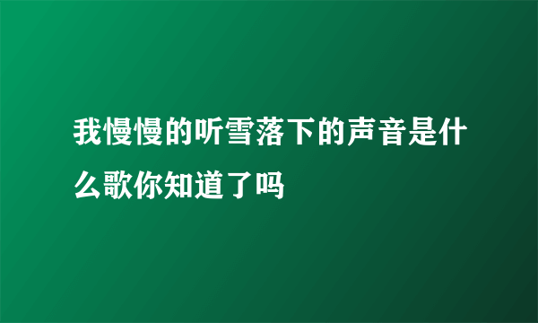 我慢慢的听雪落下的声音是什么歌你知道了吗