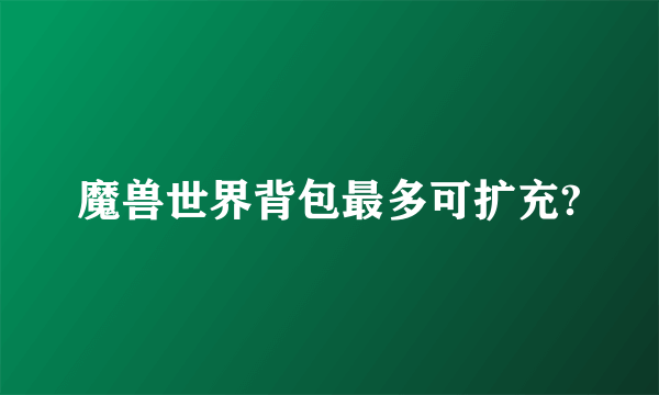 魔兽世界背包最多可扩充?