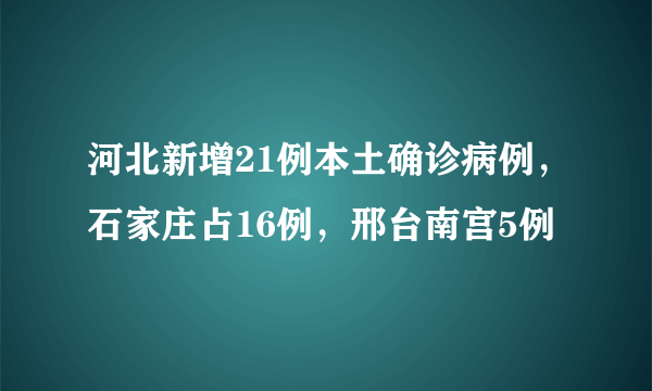 河北新增21例本土确诊病例，石家庄占16例，邢台南宫5例