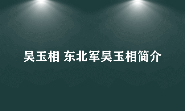 吴玉相 东北军吴玉相简介