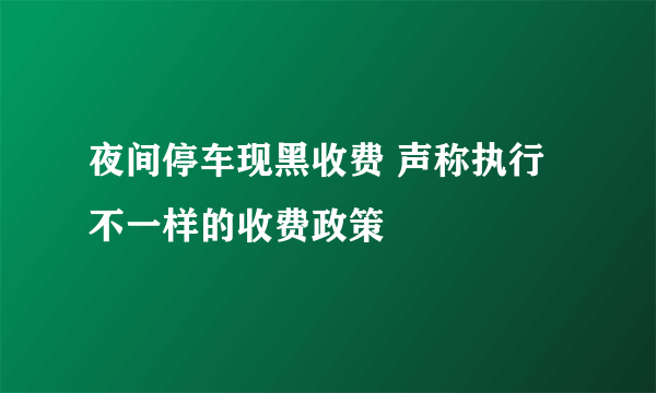 夜间停车现黑收费 声称执行不一样的收费政策