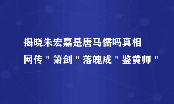 揭晓朱宏嘉是唐马儒吗真相 网传＂箫剑＂落魄成＂鉴黄师＂