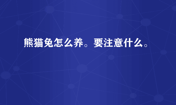 熊猫兔怎么养。要注意什么。
