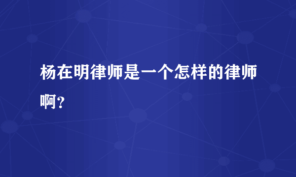 杨在明律师是一个怎样的律师啊？