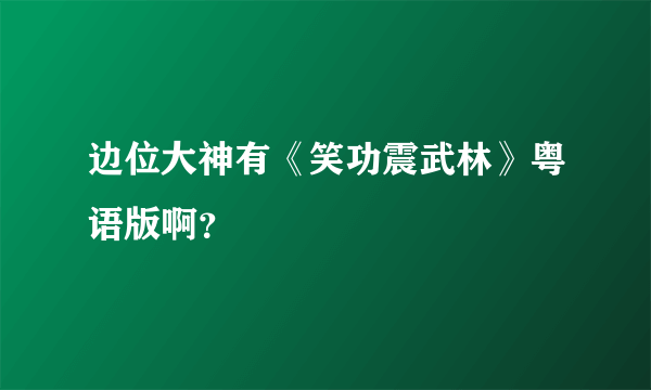 边位大神有《笑功震武林》粤语版啊？
