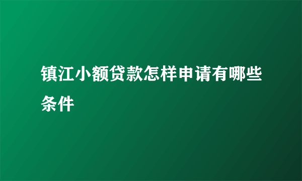 镇江小额贷款怎样申请有哪些条件