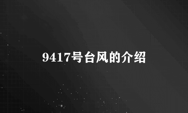 9417号台风的介绍