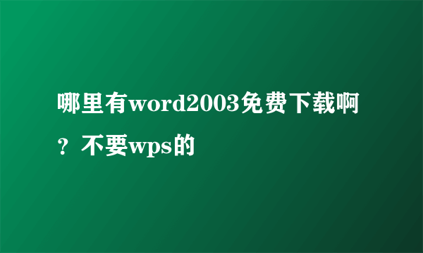 哪里有word2003免费下载啊？不要wps的