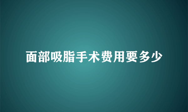 面部吸脂手术费用要多少