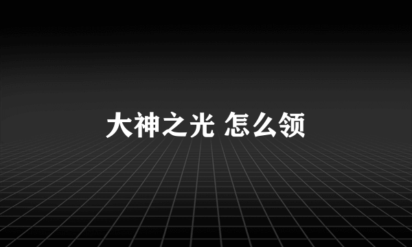 大神之光 怎么领