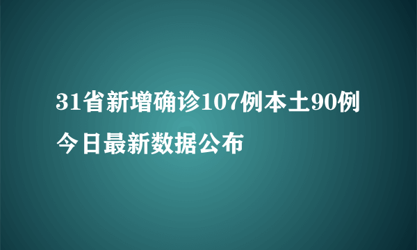 31省新增确诊107例本土90例 今日最新数据公布