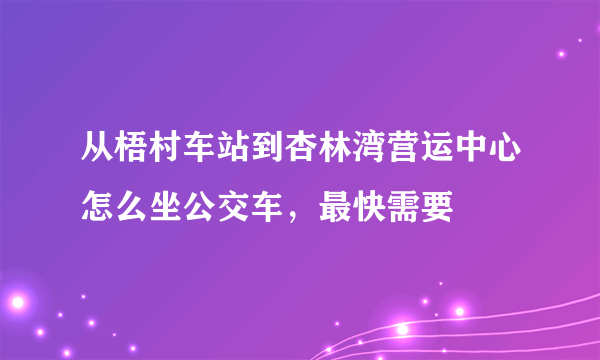 从梧村车站到杏林湾营运中心怎么坐公交车，最快需要