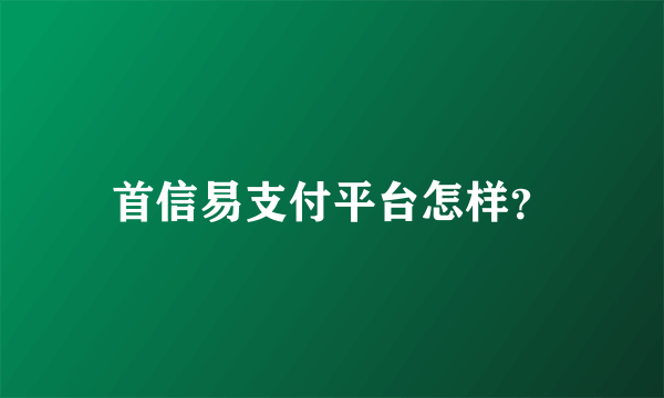 首信易支付平台怎样？