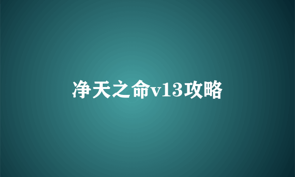 净天之命v13攻略