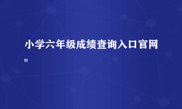 小学六年级成绩查询入口官网