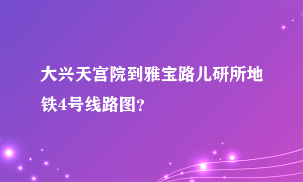 大兴天宫院到雅宝路儿研所地铁4号线路图？