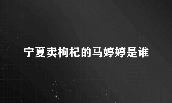 宁夏卖枸杞的马婷婷是谁