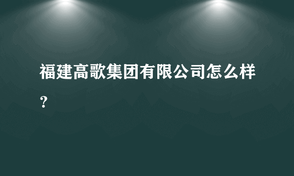 福建高歌集团有限公司怎么样？