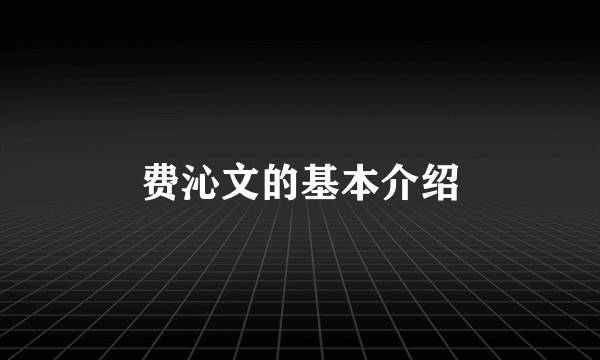 费沁文的基本介绍