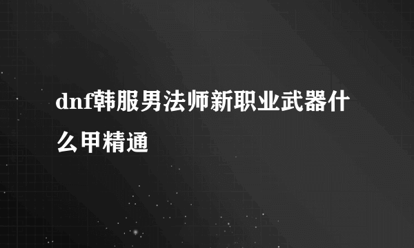 dnf韩服男法师新职业武器什么甲精通