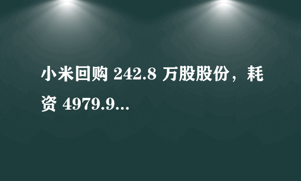 小米回购 242.8 万股股份，耗资 4979.9 万港元