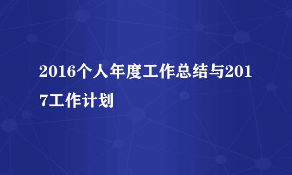 2016个人年度工作总结与2017工作计划