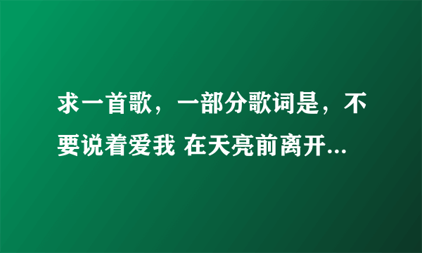 求一首歌，一部分歌词是，不要说着爱我 在天亮前离开 女的唱的。知道的告诉下歌曲名字，谢谢！