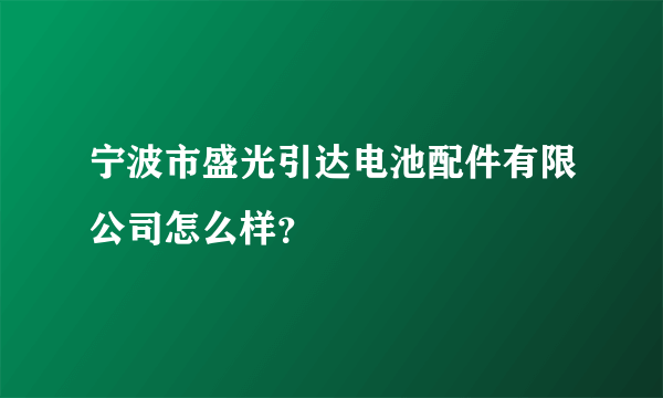 宁波市盛光引达电池配件有限公司怎么样？
