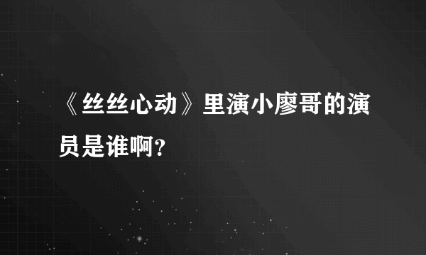《丝丝心动》里演小廖哥的演员是谁啊？