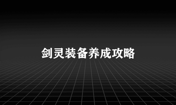 剑灵装备养成攻略