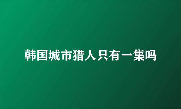 韩国城市猎人只有一集吗