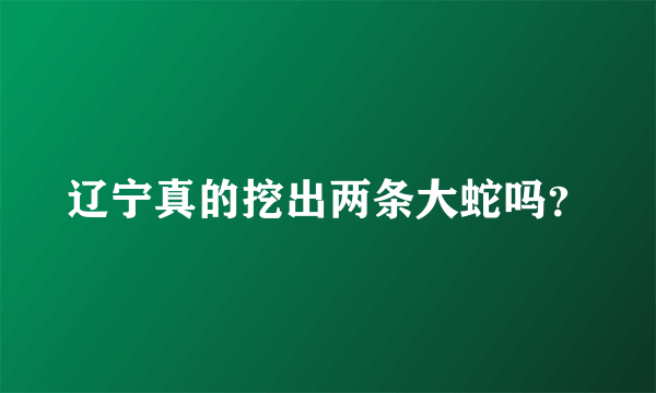 辽宁真的挖出两条大蛇吗？