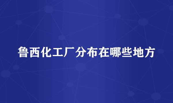 鲁西化工厂分布在哪些地方