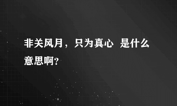 非关风月，只为真心  是什么意思啊？