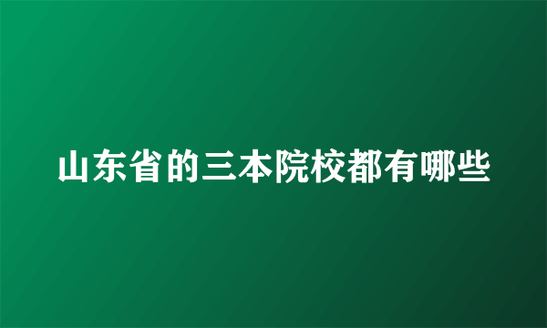 山东省的三本院校都有哪些