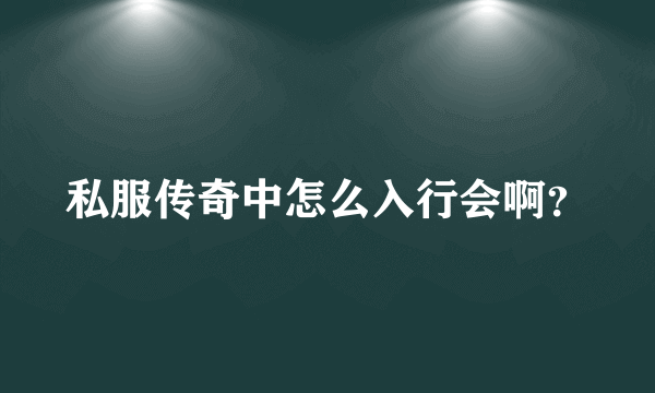私服传奇中怎么入行会啊？