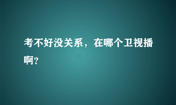 考不好没关系，在哪个卫视播啊？